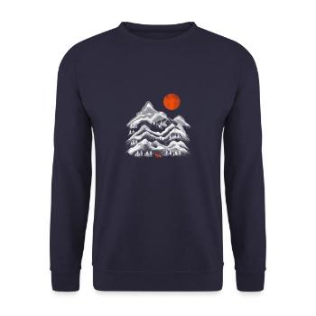 Red fox in the mountains gift - Unisex Sweatshirt - navy - Front - Alina (178cm) & Michal (187cm)