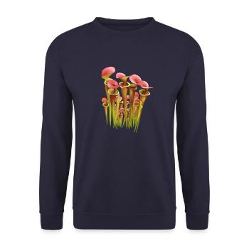 Garden Carnivorous Sleeve Lance Sarracenia - Unisex Sweatshirt - navy - Front - Alina (178cm) & Michal (187cm)