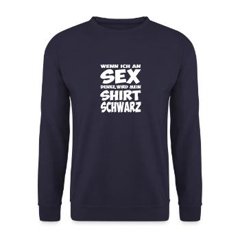 Lustige Shirt Sprüche Sex Sprüche - Unisex Pullover - Navy - Vorne - Alina (178cm) & Michal (187cm)