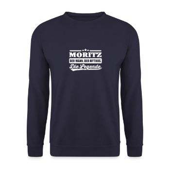 Moritz Die Legende Vorname Lustiger Spruch Name - Unisex Pullover - Navy - Vorne - Alina (178cm) & Michal (187cm)