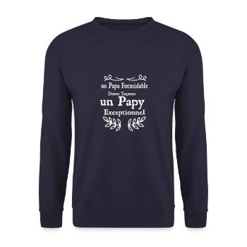 Un Papa Formidable Donne Toujours Un Papy - Sweat-shirt Unisexe - marine - Devant - Alina (178cm) & Michal (187cm)