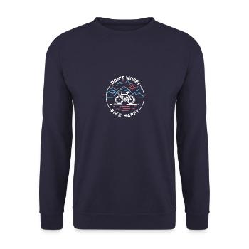 Ne vous inquiétez pas de cadeau de vélo de montagne heureux - Sweat-shirt Unisexe - marine - Devant - Alina (178cm) & Michal (187cm)