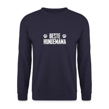 beste Hundemama Hundehalterin Mutter Dog Mom - Unisex Pullover - Navy - Vorne - Alina (178cm) & Michal (187cm)