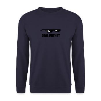 Deal With It Funny Meme Sunglasses for Memer - Unisex Sweatshirt - navy - Front - Alina (178cm) & Michal (187cm)