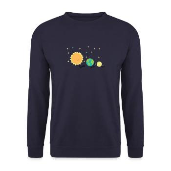 Planète amis soleil terre lune - Sweat-shirt Unisexe - marine - Devant - Alina (178cm) & Michal (187cm)