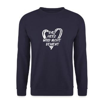 Altenpflege Das Herz Wird Nicht Dement Pflegekraft - Unisex Pullover - Navy - Vorne - Alina (178cm) & Michal (187cm)