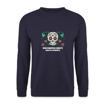 Diabetes Bewusstsein Schädel Dead Pancreas Society - Unisex Pullover - Navy - Vorne - Alina (178cm) & Michal (187cm)