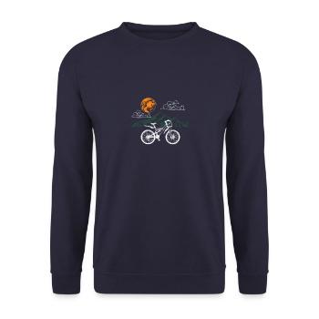 Mountain Bike MTB Mountain Sports Mountains Gift - Unisex Sweatshirt - navy - Front - Alina (178cm) & Michal (187cm)