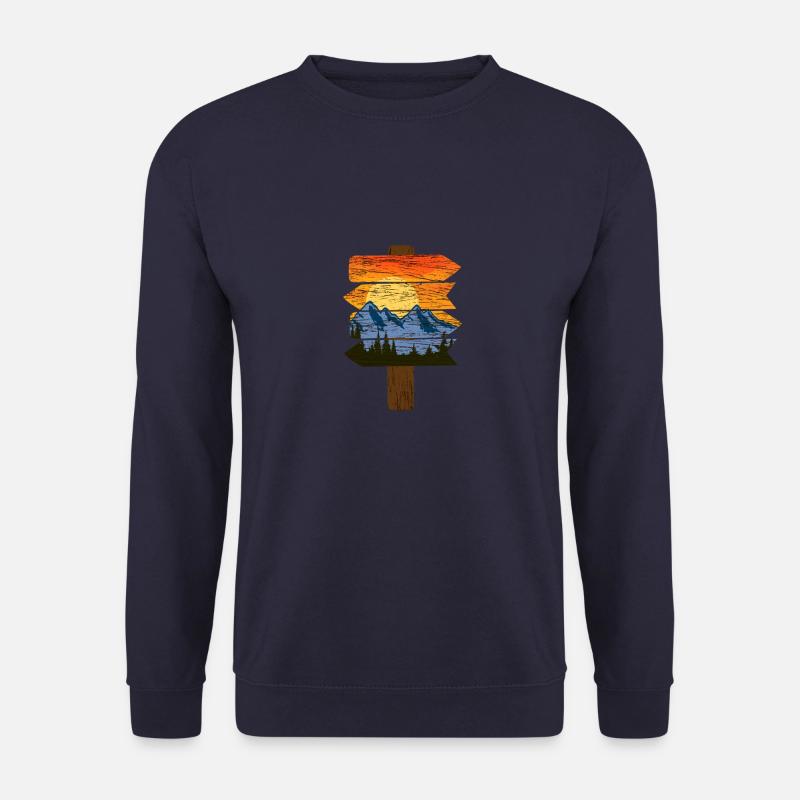 Berge Wald Holztafel Natur Geschenk - Unisex Pullover - Navy