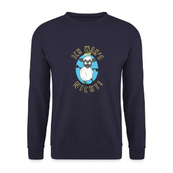 Ich Wars Nicht Schafe Verrücktes Schaf Mit Brille - Unisex Pullover - Navy - Vorne - Alina (178cm) & Michal (187cm)
