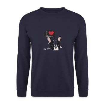 i love french bulldog - Unisex Sweatshirt - navy - Front - Alina (178cm) & Michal (187cm)