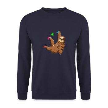 Funny Boulder Sloth - Chilled Sloth - Unisex Sweatshirt - navy - Front - Alina (178cm) & Michal (187cm)