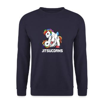Jiu Jitsu Unicorns - Funny Jitsucorn - Sweat-shirt Unisexe - marine - Devant - Alina (178cm) & Michal (187cm)
