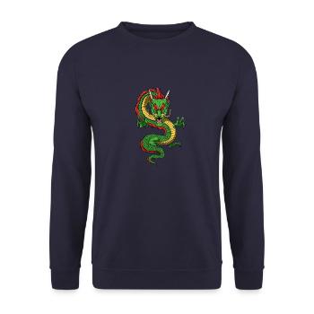 Asiatischer Drachen - Böser Chinadrache - Unisex Pullover - Navy - Vorne - Alina (178cm) & Michal (187cm)