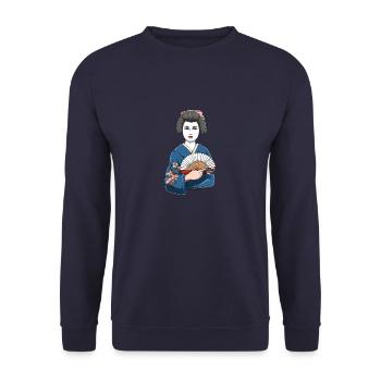 Femme geisha japonaise en provenance du Japon - Sweat-shirt Unisexe - marine - Devant - Alina (178cm) & Michal (187cm)