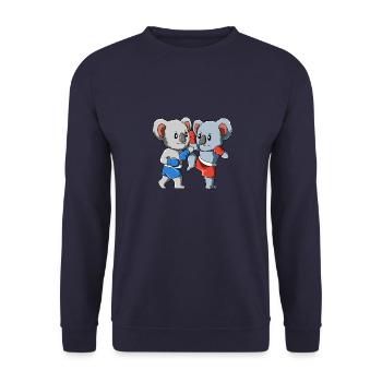 Muay Thai Koala - funny kickboxing design - Unisex Sweatshirt - navy - Front - Alina (178cm) & Michal (187cm)