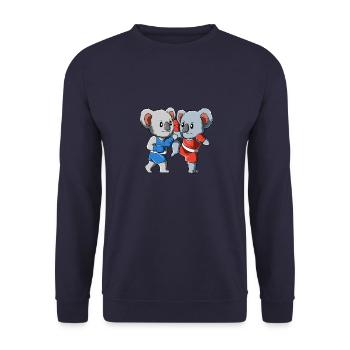 Funny kickboxing and muay thai koala - Unisex Sweatshirt - navy - Front - Alina (178cm) & Michal (187cm)
