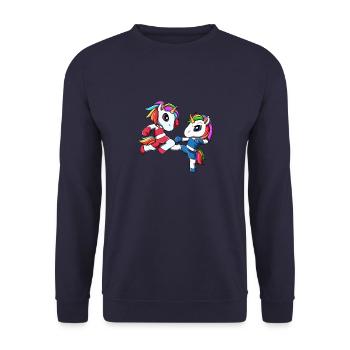 Muay Thai Unicorns - fighters unicorns - Unisex Sweatshirt - navy - Front - Alina (178cm) & Michal (187cm)