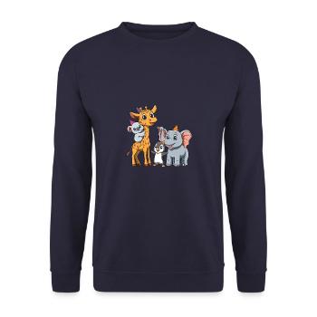 Fête d'anniversaire pour enfants mignons et zoo - Sweat-shirt Unisexe - marine - Devant - Alina (178cm) & Michal (187cm)