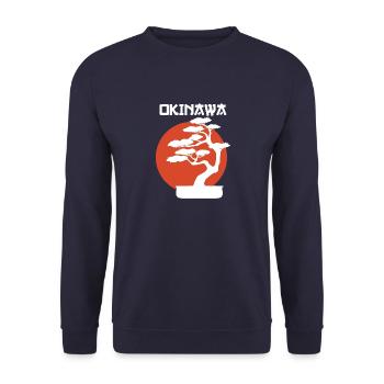 Okinawa Bonsai Baum - Unisex Pullover - Navy - Vorne - Alina (178cm) & Michal (187cm)