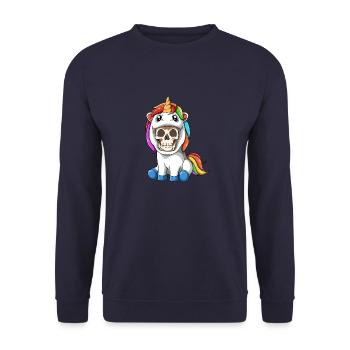 Squelette sarcastique en costume de licorne - parodie - Sweat-shirt Unisexe - marine - Devant - Alina (178cm) & Michal (187cm)