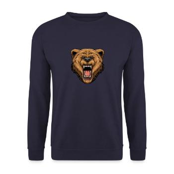 Evil grizzly bear - grizzly head - Unisex Sweatshirt - navy - Front - Alina (178cm) & Michal (187cm)