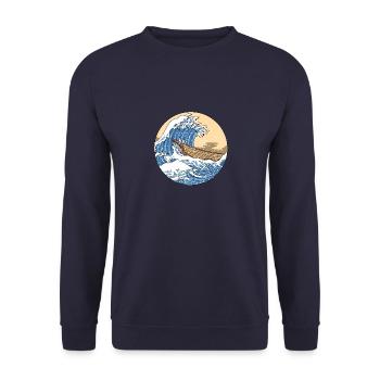 Kanagawa Big Wave Japan - Unisex Pullover - Navy - Vorne - Alina (178cm) & Michal (187cm)