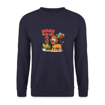 Enfants lion mignon - fête d'anniversaire de 3 ans - Sweat-shirt Unisexe - marine - Devant - Alina (178cm) & Michal (187cm)