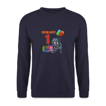 Children's ninja birthday - 1 year children's birthday - Unisex Sweatshirt - navy - Front - Alina (178cm) & Michal (187cm)
