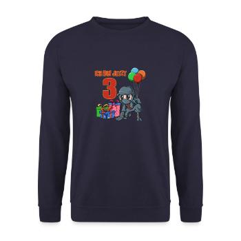 Children's ninja birthday - 3 years children's birthday - Unisex Sweatshirt - navy - Front - Alina (178cm) & Michal (187cm)