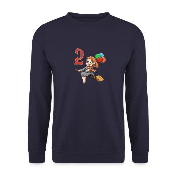Witches and sorceress - 2 years children's birthday - Unisex Sweatshirt - navy - Front - Alina (178cm) & Michal (187cm)