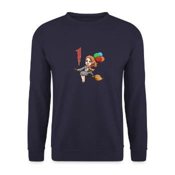 Witches and sorceress - 1 year children's birthday - Unisex Sweatshirt - navy - Front - Alina (178cm) & Michal (187cm)