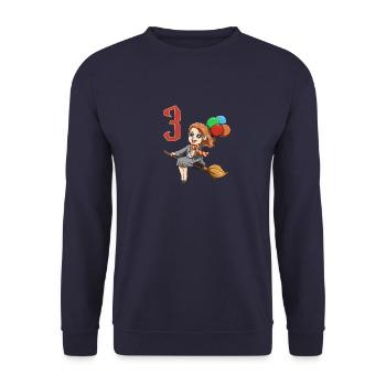 Witches and sorceress - 3 years children's birthday - Unisex Sweatshirt - navy - Front - Alina (178cm) & Michal (187cm)