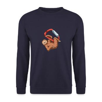 Paresse drôle sur un mousqueton - escalade - Sweat-shirt Unisexe - marine - Devant - Alina (178cm) & Michal (187cm)