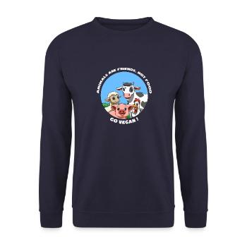 Animals Are Friends - vegan and veggie - Unisex Sweatshirt - navy - Front - Alina (178cm) & Michal (187cm)
