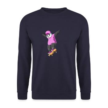 Pink panda on skateboard - panda skater - Unisex Sweatshirt - navy - Front - Alina (178cm) & Michal (187cm)