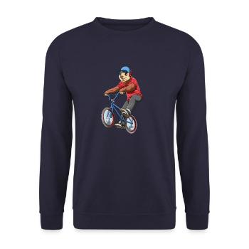 Faultier auf BMX - Sloth Rider - Unisex Pullover - Navy - Vorne - Alina (178cm) & Michal (187cm)