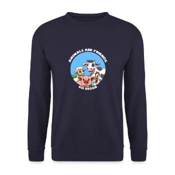 Animals Are Friends - vegan and veggie - Unisex Sweatshirt - navy - Front - Alina (178cm) & Michal (187cm)