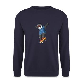 Panda on skateboard - panda skater - Unisex Sweatshirt - navy - Front - Alina (178cm) & Michal (187cm)