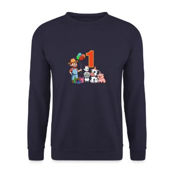 Agriculteur et animaux de ferme - 1 an pour les enfants - Sweat-shirt Unisexe - marine - Devant - Alina (178cm) & Michal (187cm)