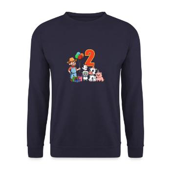 Farmer and farm animals - 2 years children's birthday - Unisex Sweatshirt - navy - Front - Alina (178cm) & Michal (187cm)