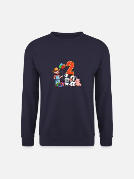 Bauer und Farmtiere - 2 Jahre Kindergeburtstag - Unisex Pullover - Navy