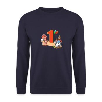 Ferme et animaux - 1 an pour les enfants - Sweat-shirt Unisexe - marine - Devant - Alina (178cm) & Michal (187cm)