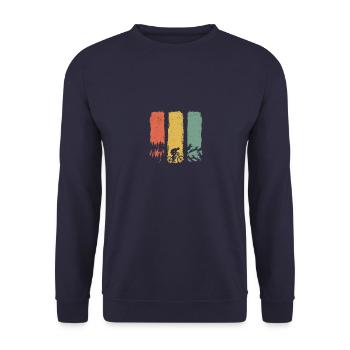 Vintage Berge MTB Mountainbike Geschenk - Unisex Pullover - Navy - Vorne - Alina (178cm) & Michal (187cm)