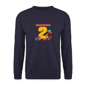 Rennfahrer Geburtstag - 2 Jahre Geburtstagsfeier - Unisex Pullover - Navy - Vorne - Alina (178cm) & Michal (187cm)