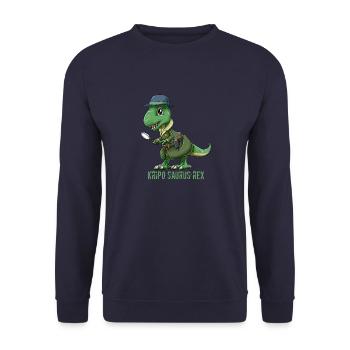 T-Rex Detektiv - Dinosaurier Kriminalpolizei - Unisex Pullover - Navy - Vorne - Alina (178cm) & Michal (187cm)