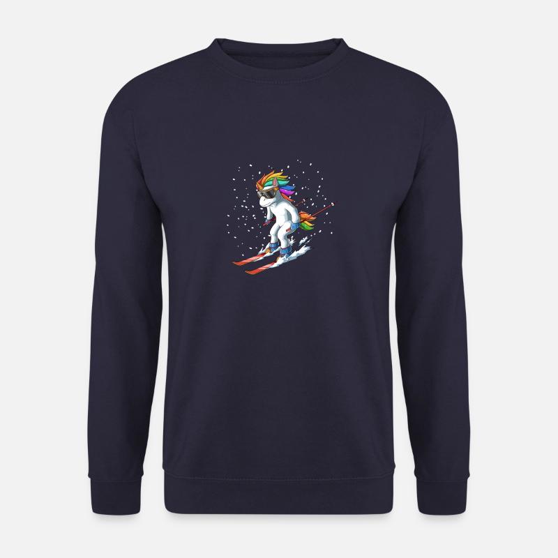 Unicorn on Ski - Lustiges Ski Einhorn - Unisex Pullover - Navy