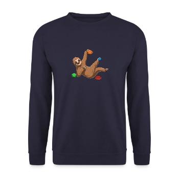 Funny Boulder Sloth - paresse sur le mur d'escalade - Sweat-shirt Unisexe - marine - Devant - Alina (178cm) & Michal (187cm)