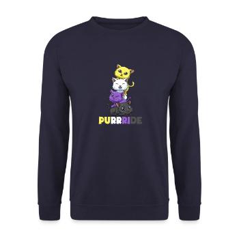 Nonbinary cats - transgender gift - Unisex Sweatshirt - navy - Front - Alina (178cm) & Michal (187cm)