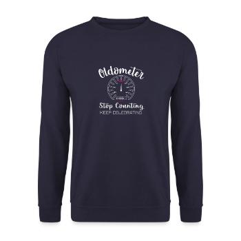 Top Funny Oldometer 80th Birthday Gift Design - Unisex Sweatshirt - navy - Front - Alina (178cm) & Michal (187cm)